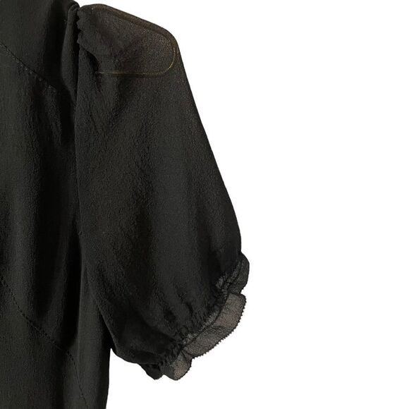 J Crew Black Ruffle Silk Dress Size 0 - Picture 7 of 10
